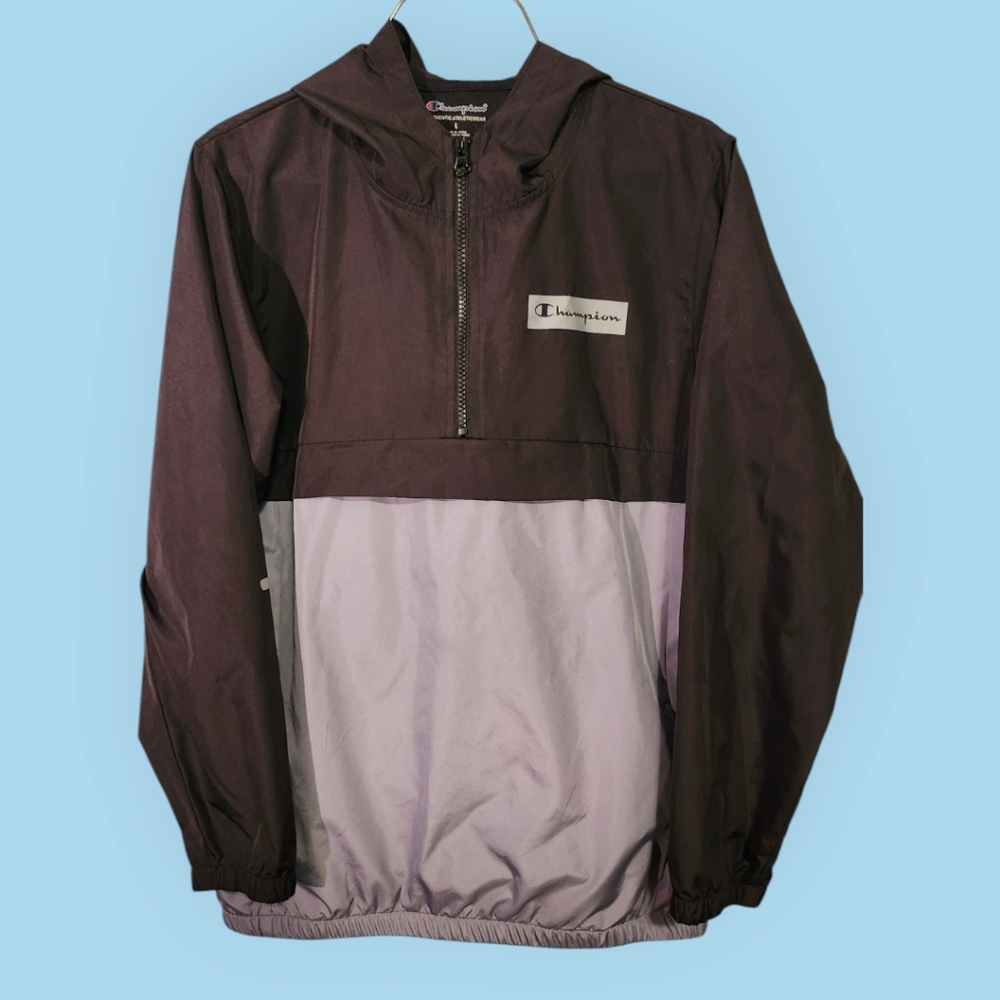 Champion Like New Unisex Windbreaker Running Rain Jacket - Large, Black & Gray